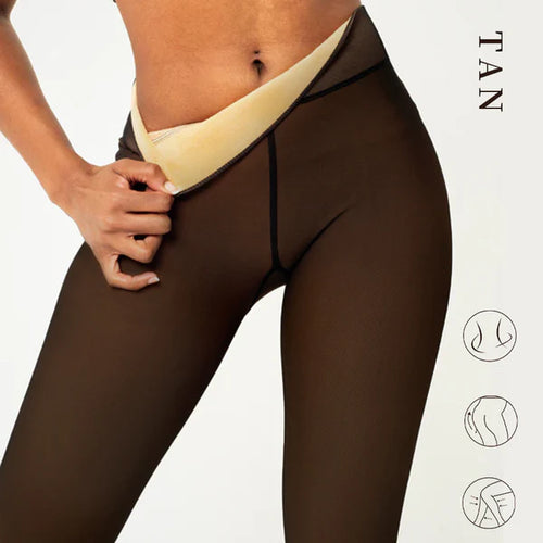 One-Seam Translucent Fleece Lined Tights