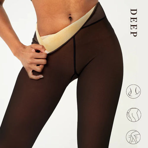 One-Seam Translucent Fleece Lined Tights
